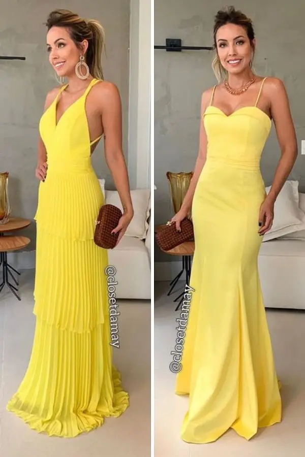 Yellow dress with black nails