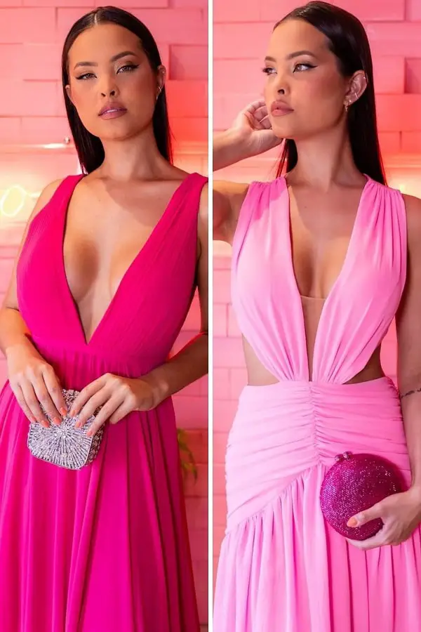 Pink dress with coral nail polish