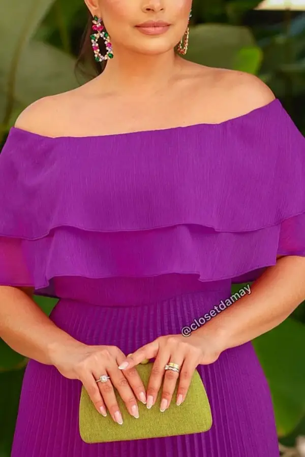 Purple dress with french manicure