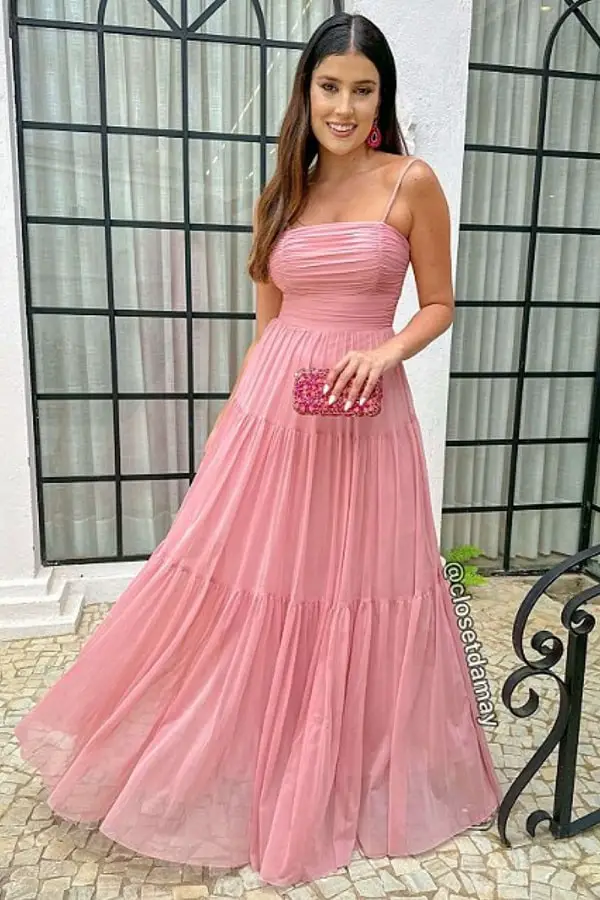 Light pink dress with white nail polish