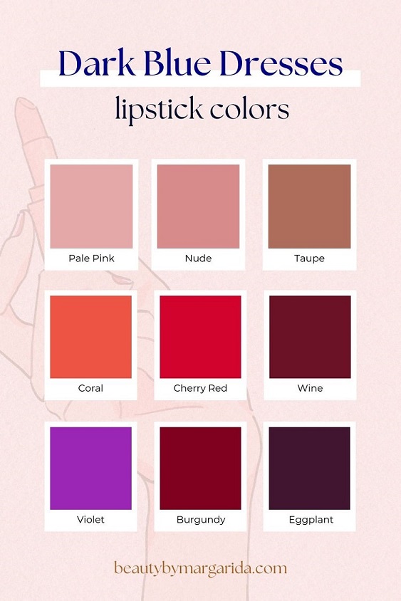 Lipstick colors for dark blue dresses