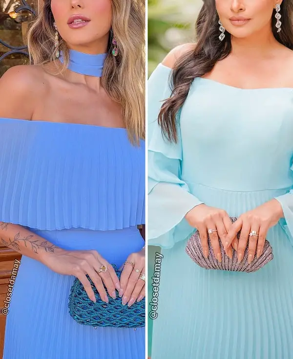 Blue dress with nude nails